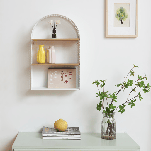 Estante de parede Jäller 3 prateleiras metal 53x35x14 cm Branco en.casa