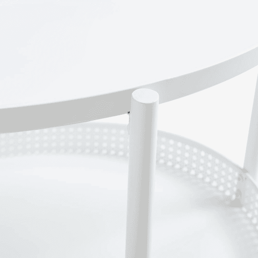 Mesa de centro Jäller oval com prateleira metal 66x51x44 cm Branco en.casa