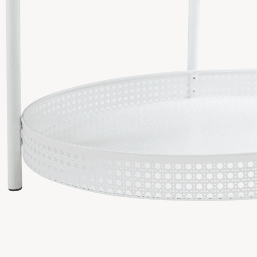 Mesa de centro Jäller oval com prateleira metal 66x51x44 cm Branco en.casa