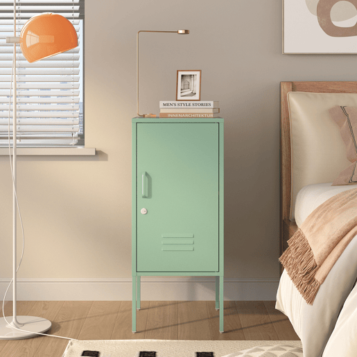 Mesa de cabeceira Hausjärvi 82x35x35 cm pega esquerda Verde menta en.casa