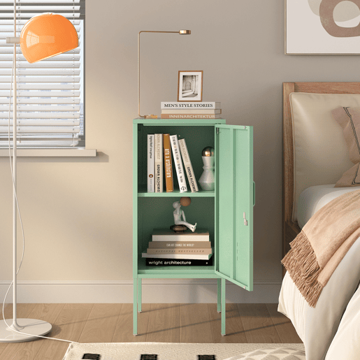 Mesa de cabeceira Hausjärvi 82x35x35 cm pega esquerda Verde menta en.casa