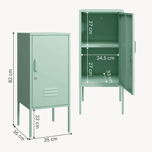 Mesa de cabeceira Hausjärvi 82x35x35 cm pega esquerda Verde menta en.casa