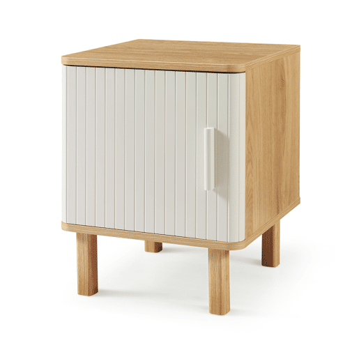 Mesa de cabeceira Ferrersp porta 50x40x40 cm Carvalhocores areia en.casa