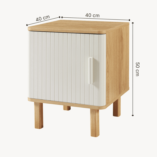 Mesa de cabeceira Ferrersp porta 50x40x40 cm Carvalhocores areia en.casa
