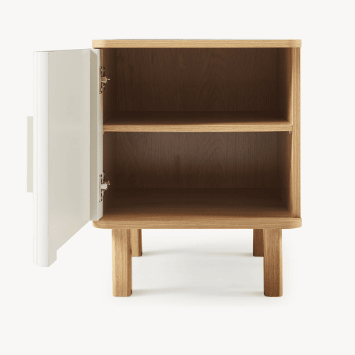 Mesa de cabeceira Ferrersp porta 50x40x40 cm Carvalhocores areia en.casa