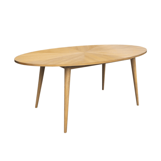 Mesa de jantar oval em madeira para 6 lugares, Diane, Natural, 190x100x75 cm