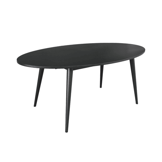 Mesa de jantar oval em madeira para 6 lugares, Diane, Preto, 190x100x75 cm