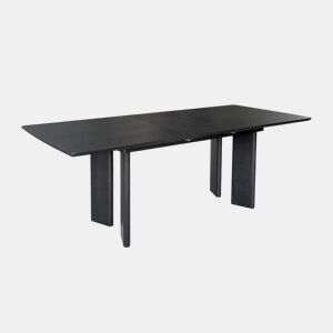 Mesa de jantar retangular extensível em madeira de 6-8 lugares, Albane, Preto, 170x90x76 cm
