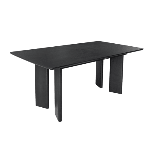 Mesa de jantar retangular extensível em madeira de 6-8 lugares, Albane, Preto, 170x90x76 cm