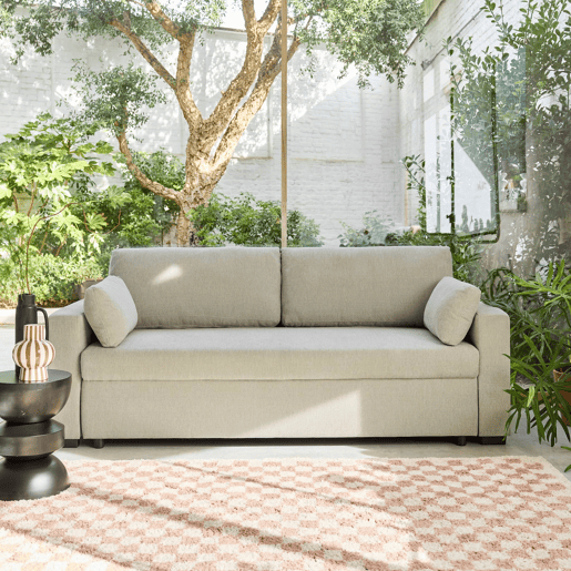 Sofá-cama conversível de 3 lugares, Easy, Beige, 211x90x86 cm
