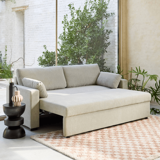 Sofá-cama conversível de 3 lugares, Easy, Beige, 211x90x86 cm