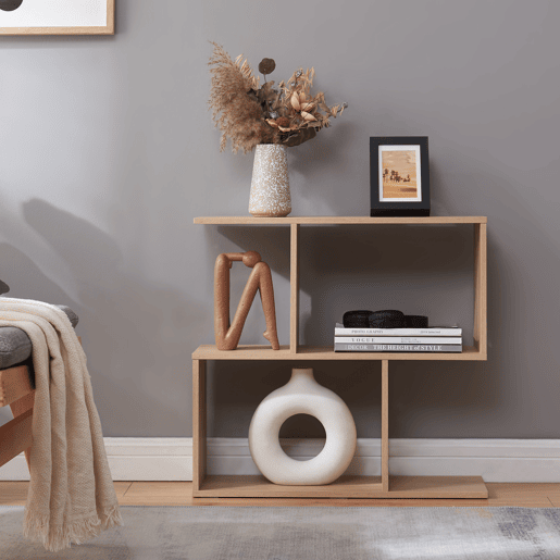 Mesa de apoio  prateleira de pé Koxjö 57x60x20 cm aspeto carvalho en.casa