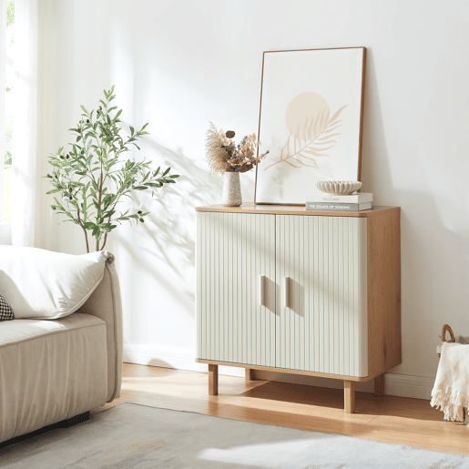 Aparador Ferrersp com 2 portas MDF 80x80x40 cm carvalho cores areia en.casa