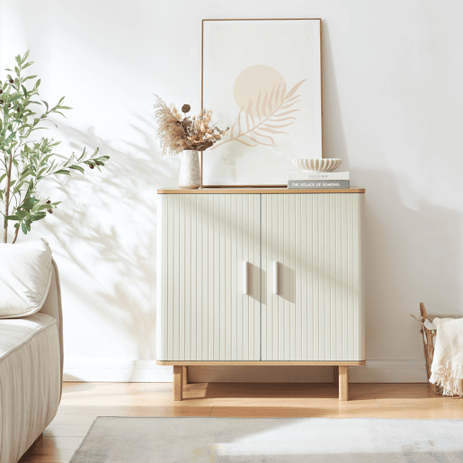 Aparador Ferrersp com 2 portas MDF 80x80x40 cm carvalho cores areia en.casa
