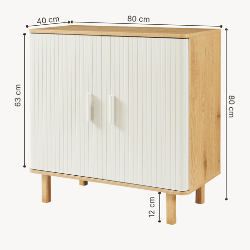 Aparador Ferrersp com 2 portas MDF 80x80x40 cm carvalho cores areia en.casa
