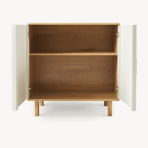 Aparador Ferrersp com 2 portas MDF 80x80x40 cm carvalho cores areia en.casa