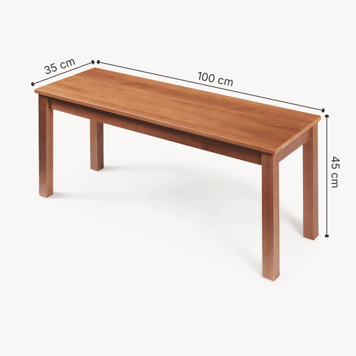 Banco de sala de jantar Trerunulu pinho 100x35x45 cm Nogueira en.casa