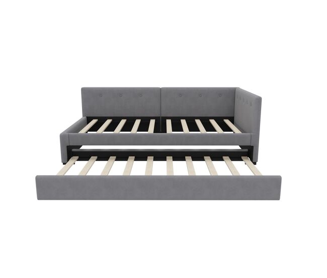 Cama individual 90x200 cm - sofá cama con cama extra, minimalista - gris