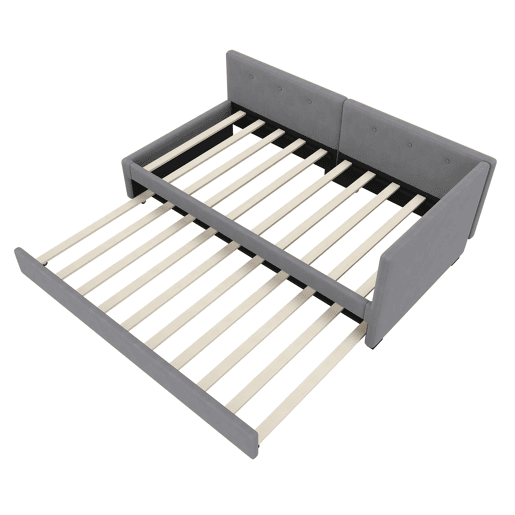 Cama individual 90x200 cm - Sofá-cama com cama extra, minimalista - Cinza