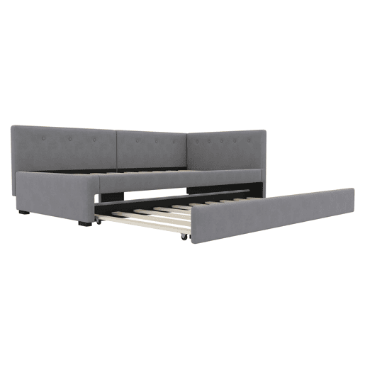 Cama individual 90x200 cm - Sofá-cama com cama extra, minimalista - Cinza