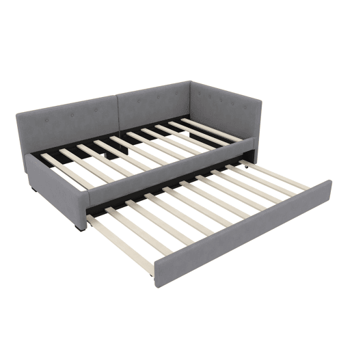 Cama individual 90x200 cm - Sofá-cama com cama extra, minimalista - Cinza