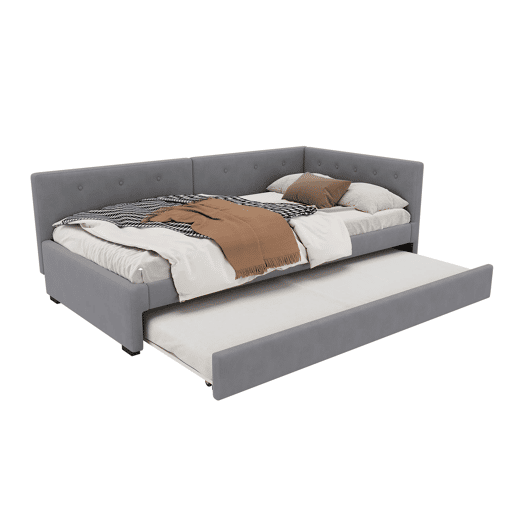 Cama individual 90x200 cm - Sofá-cama com cama extra, minimalista - Cinza