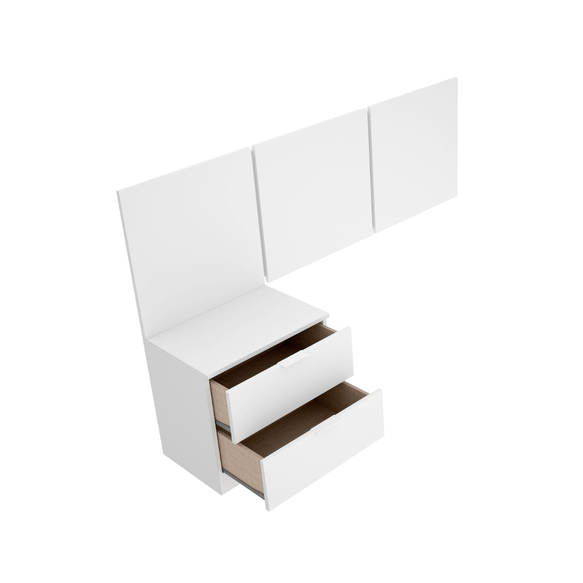 Conjunto de dormitorio bito pack cabecero + mesita + escritorio blanco