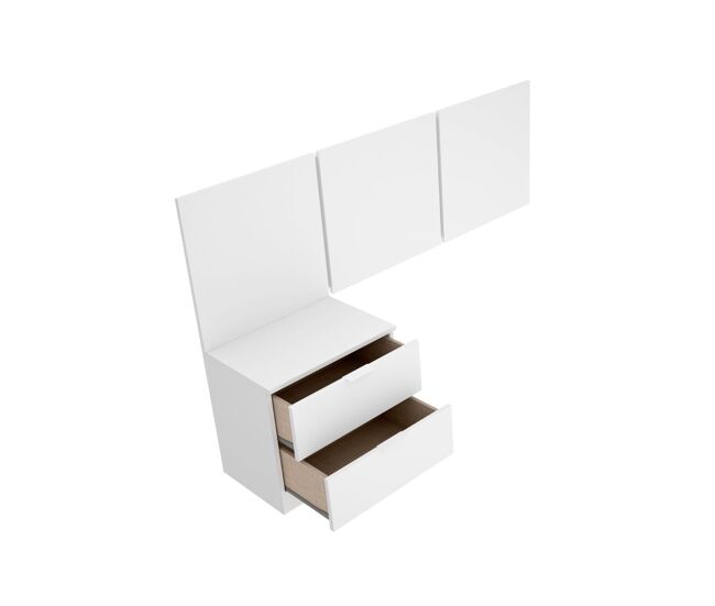 Conjunto de dormitorio bito pack cabecero + mesita + escritorio blanco