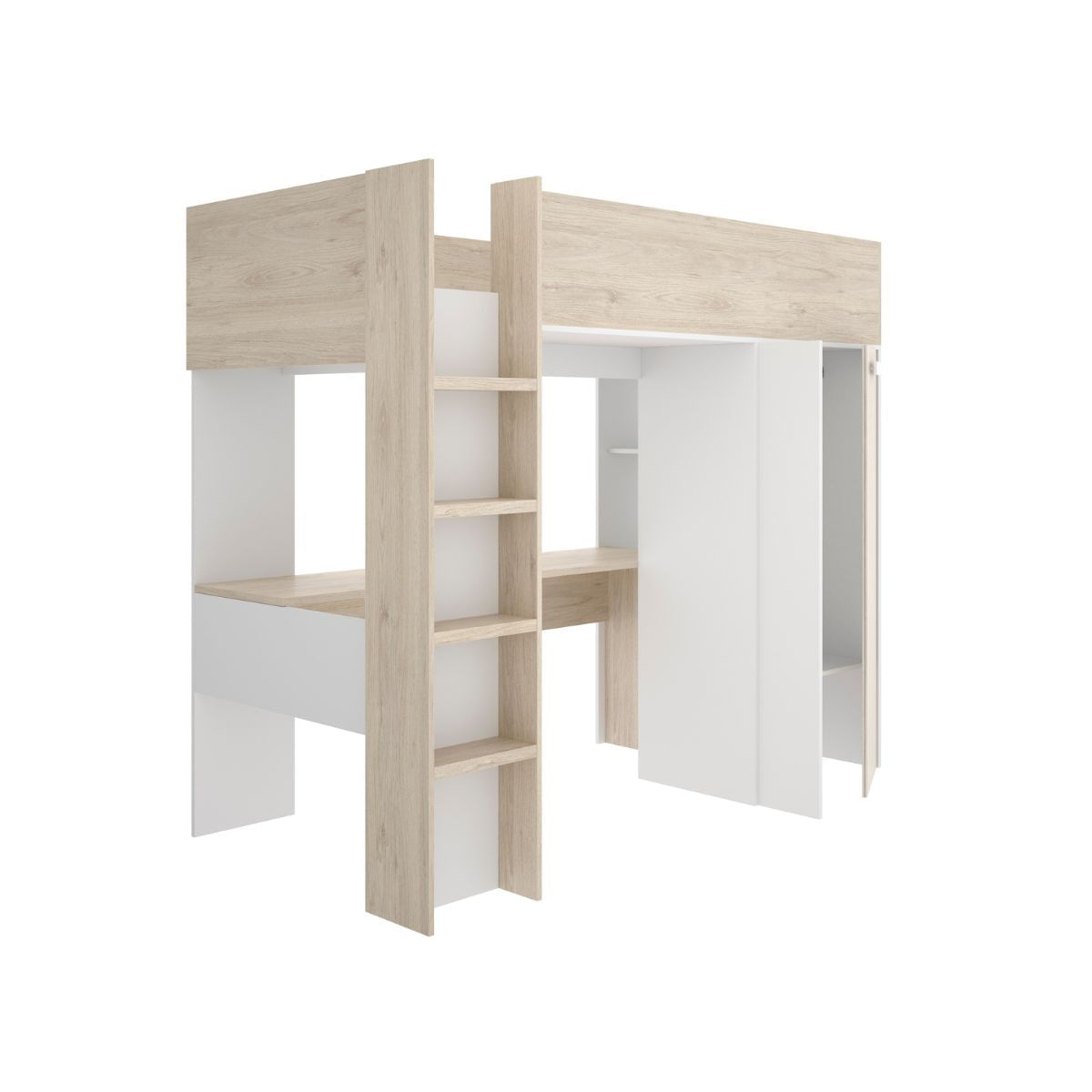 Cama estudio spylo con mesa de estudio + armario natural 177x205x112 cm