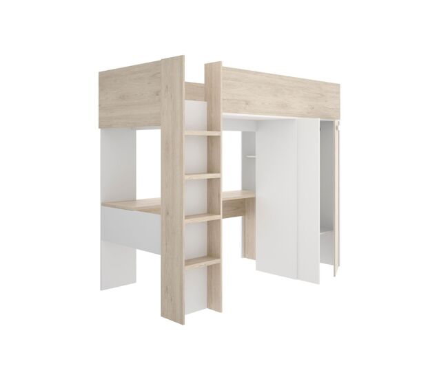 Cama estudio spylo con mesa de estudio + armario natural 177x205x112 cm