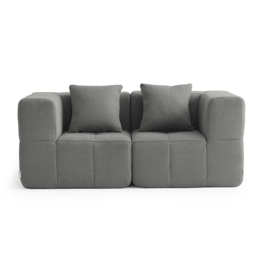 Sofá modular de 2 lugares, tecido bouclé na cor cinza nuvem