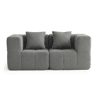 Sofá modular de 2 lugares, tecido bouclé na cor cinza nuvem