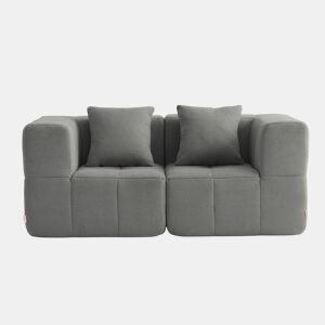 Sofá modular de 2 lugares, tecido bouclé na cor cinza nuvem