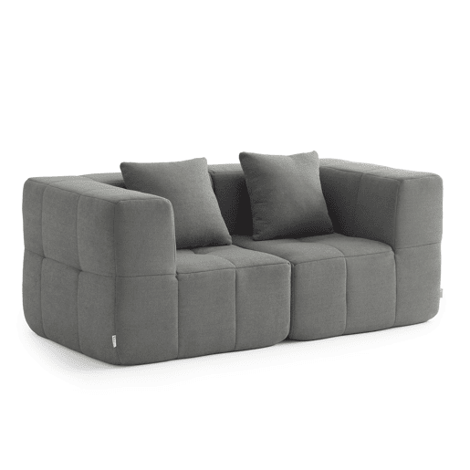 Sofá modular de 2 lugares, tecido bouclé na cor cinza nuvem