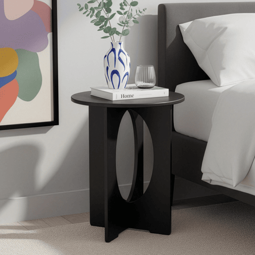 Mesa de apoio Podeldsvin redonda 49x40 cm Preto en.casa