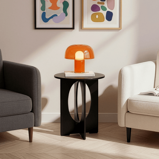 Mesa de apoio Podeldsvin redonda 49x40 cm Preto en.casa