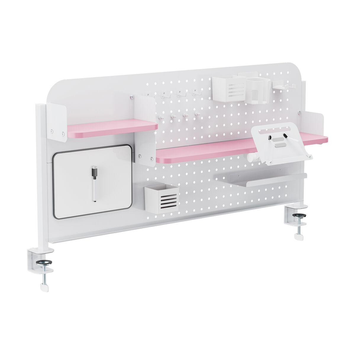 Organizador de escritorio de tablero perforado sauda 114x68 cm acero - blanco/rosa [en.casa]