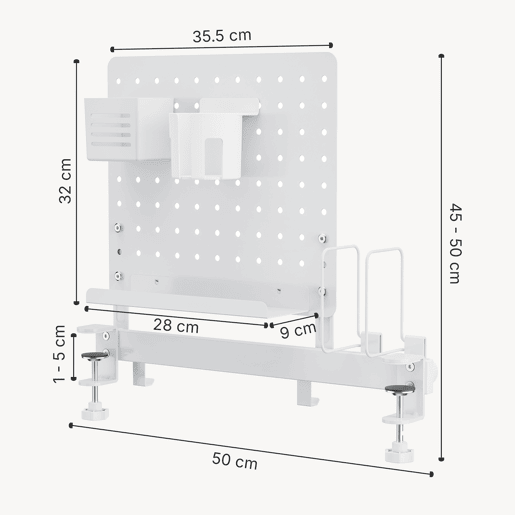 Organizador de secretária Sauda com acessórios aço 50x50 cm Branco en.casa