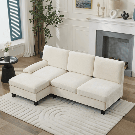 Sofá de 3 lugares 194x118x81 cm - Lateral, cama, linho, sala e quarto - Bege