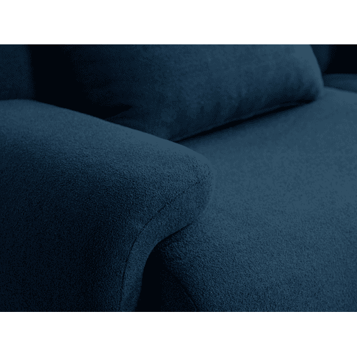 Sofá de canto modular de 5 lugares com chaise longue, tecido bouclé na cor azul profundo