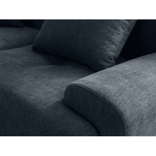 Sofá de canto modular de 5 lugares com chaise longue, tecido chenille na cor azul acinzentado