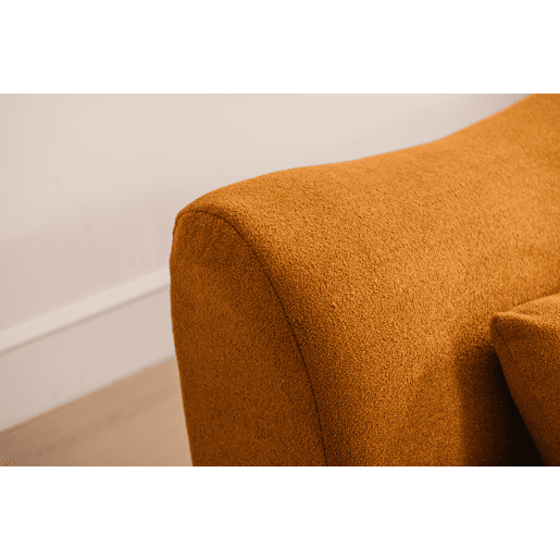 Sofá de canto modular de 4 lugares, tecido bouclé na cor marrom canela