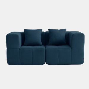Sofá modular de 2 lugares, tecido bouclé na cor azul profundo
