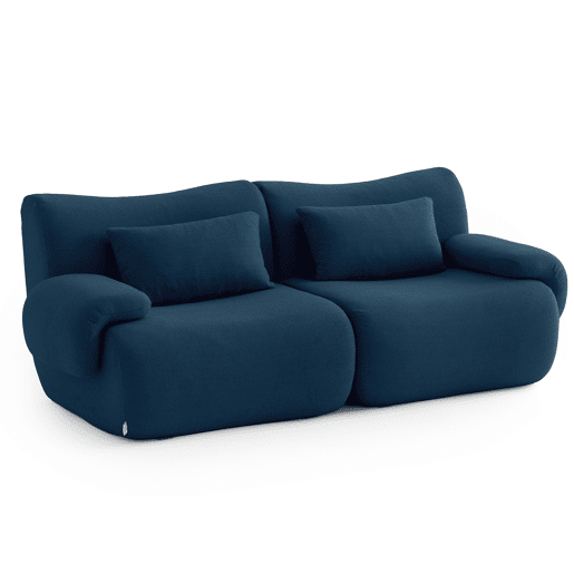 Sofá modular de 2 lugares, tecido bouclé na cor azul profundo Sofá modular de 2 lugares, tecido bouclé na cor azul profundo