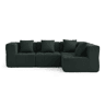 Sofá de canto modular de 4 lugares, tecido bouclé na cor verde floresta