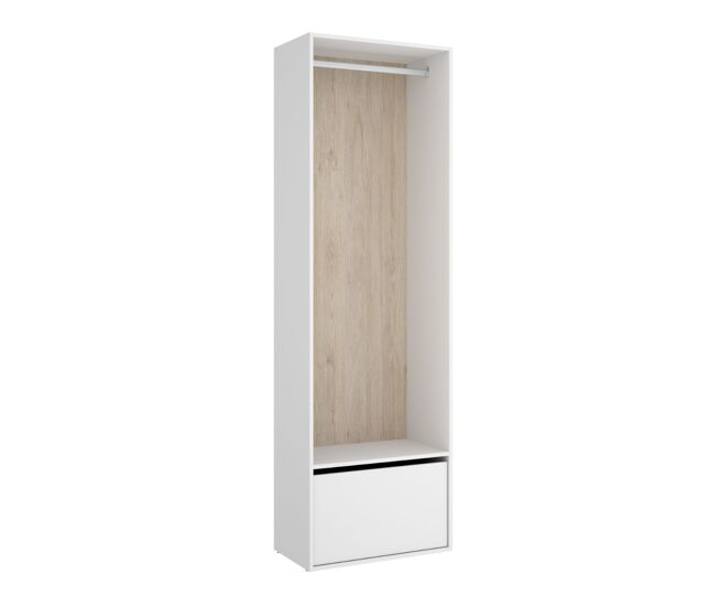 Armario vestidor suit reversible con barra para colgar + zapatero blanco 205x60x45 cm