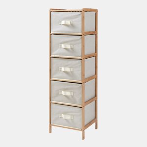 Cómoda Maldon 5 gavetas em tecido bambu 122x37x35cm naturalbege en.casa