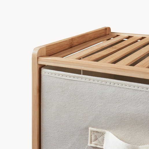 Cómoda Maldon 5 gavetas em tecido bambu 122x37x35cm naturalbege en.casa