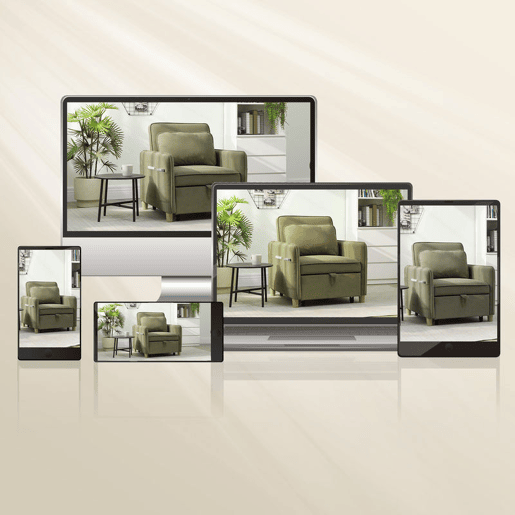 HOMCOM Sofá Cama Individual 3 em 1, Sofá Cama Dobrável Estofado em Veludo Ecológico com Encosto Ajustável em 3 Níveis, 6 Bolsos Laterais e Almofada, para Quarto ou Sala, 74x85,5x82 cm Verde