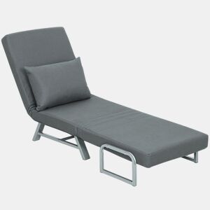 HOMCOM Sofá Cama de 1 Lugar 3 em 1 Sofá Cama Dobrável Estofado em Linho Sintético com Encosto Ajustável em 5 Níveis e Almofada Acolchoada para Escritório Quarto Sala de Estar 73x78x81 cm Cinzento Escuro